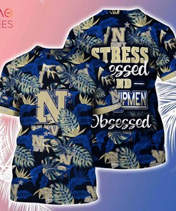 Navy Midshipmen Hawaiian Shirt And Shorts For Summer, Stress Blessed Obsessed Fans