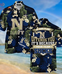 Navy Midshipmen Hawaiian Shirt And Shorts For Summer, Tropical Patterns For Fans