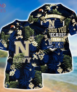 Navy Midshipmen Hawaiian Shirt And Shorts For Summer, Tropical Patterns For Fans