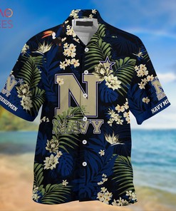 Navy Midshipmen Hawaiian Shirt And Shorts For Summer, Tropical Patterns For Fans