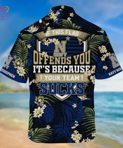 Navy Midshipmen Hawaiian Shirt And Shorts For Summer, Tropical Patterns For Fans