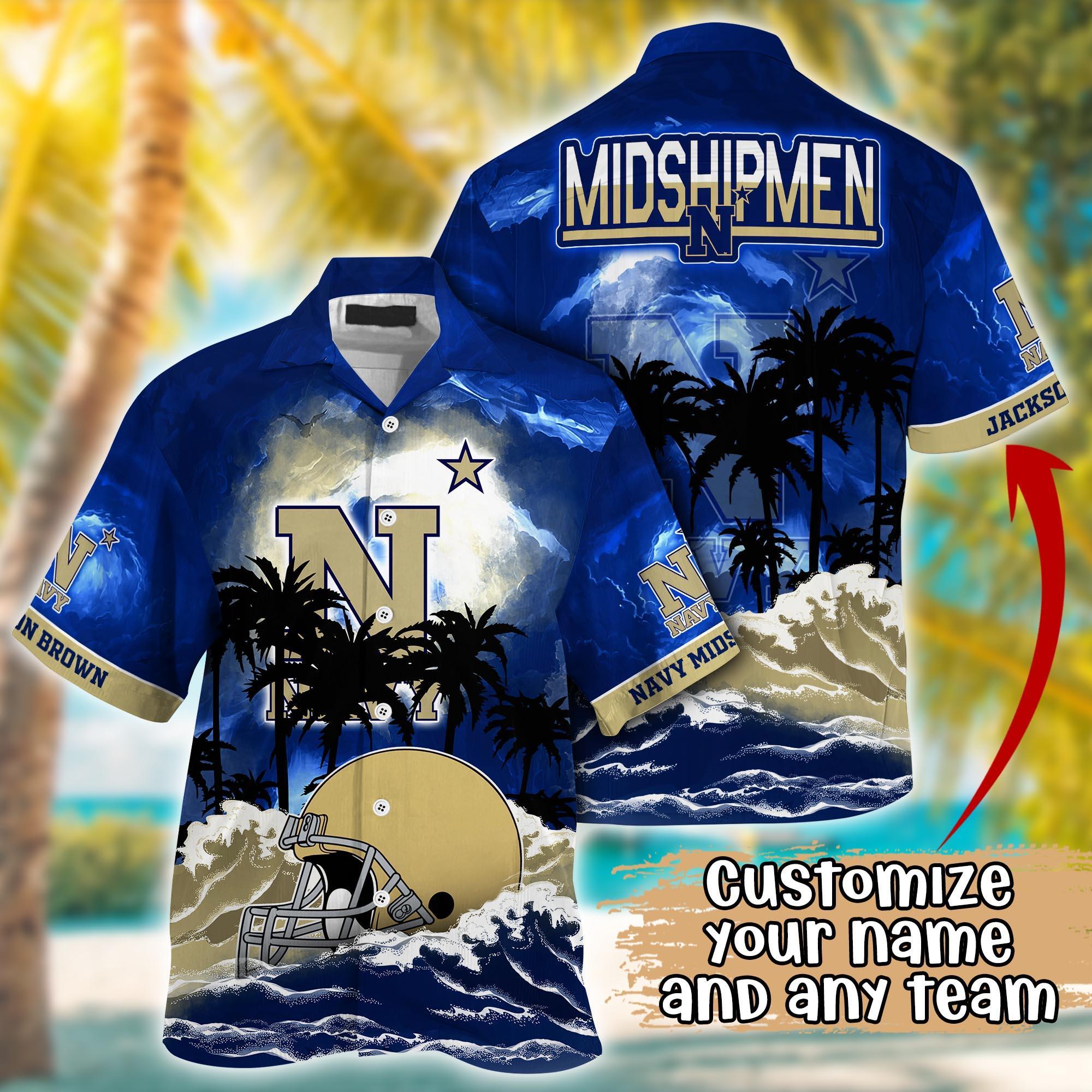 Navy Midshipmen NCAA Best Hawaiian Shirt Ever- Customize Any Team Any League