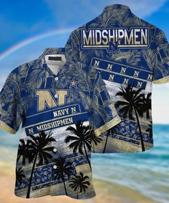 Navy Midshipmen NCAA Palm Tree Pattern Hawaii Shirt For Sports Fans