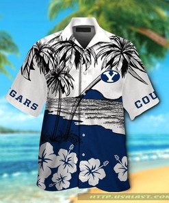 New BYU Cougars Hibiscus Hawaiian Shirt and Beach Short Set - Perfect for Fans
