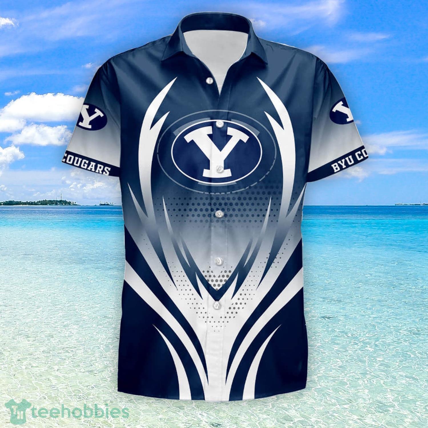 New BYU Cougars Logo Hawaii Summer Hawaiian Shirt and Shorts Set
