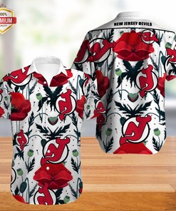 New Jersey Devils Aloha Shirt with Floral Pattern, Ideal for the Beach
