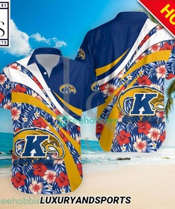 New Kent State Golden Flashes Purple Vintage Hibiscus Rayon Hawaiian Shirt 