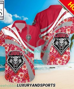 New Mexico Lobos Hibiscus Hawaiian Shirt - Perfect for a Day at the Beach.