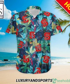 North Carolina State Wolfpack Floral Tropical Hawaiian Shirt - Perfect for Fun in the Sun
