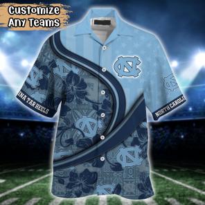 North Carolina Tar Heels NCAA US Flag Flower Hawaii Shirt For Fans