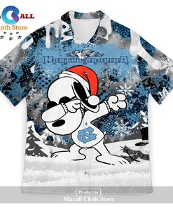North Carolina Tar Heels Snoopy Dabbing The Peanuts Christmas Hawaiian Shirt for Fans