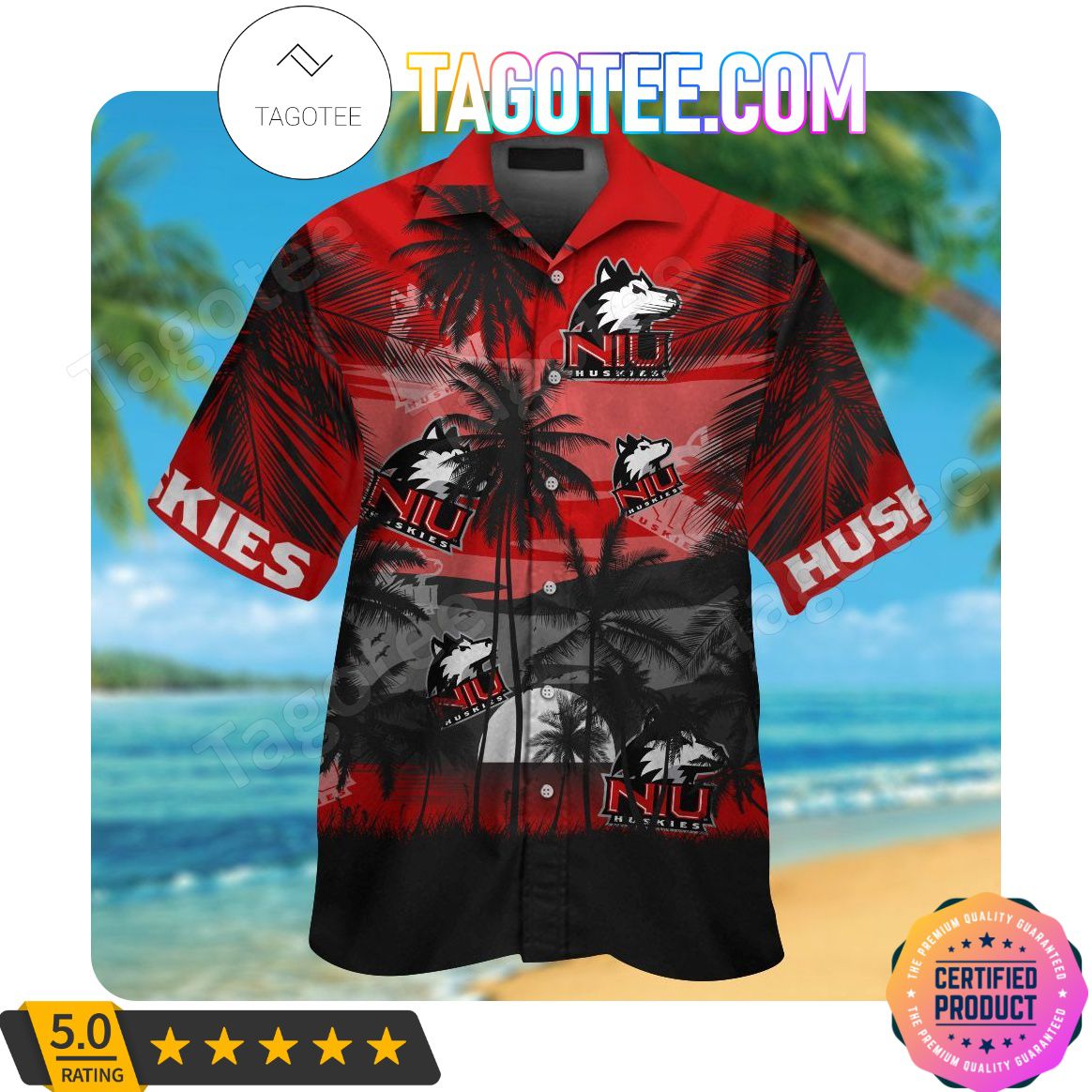 Northern Illinois Huskies Aloha Hawaiian Shirt And Beach Shorts