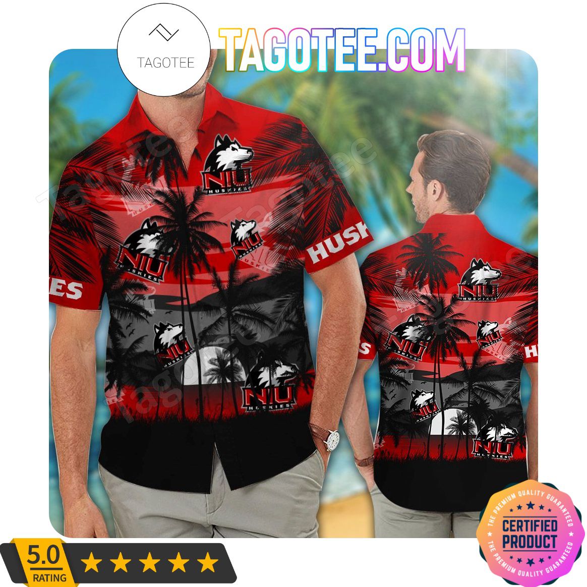 Northern Illinois Huskies Aloha Hawaiian Shirt And Beach Shorts