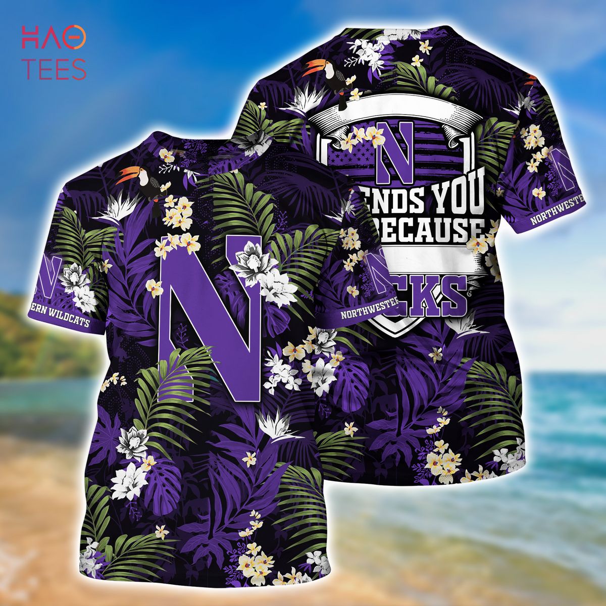 Northwestern Wildcats Hawaiian Shirt And Shorts For Summer, Tropical Patterns For Fans