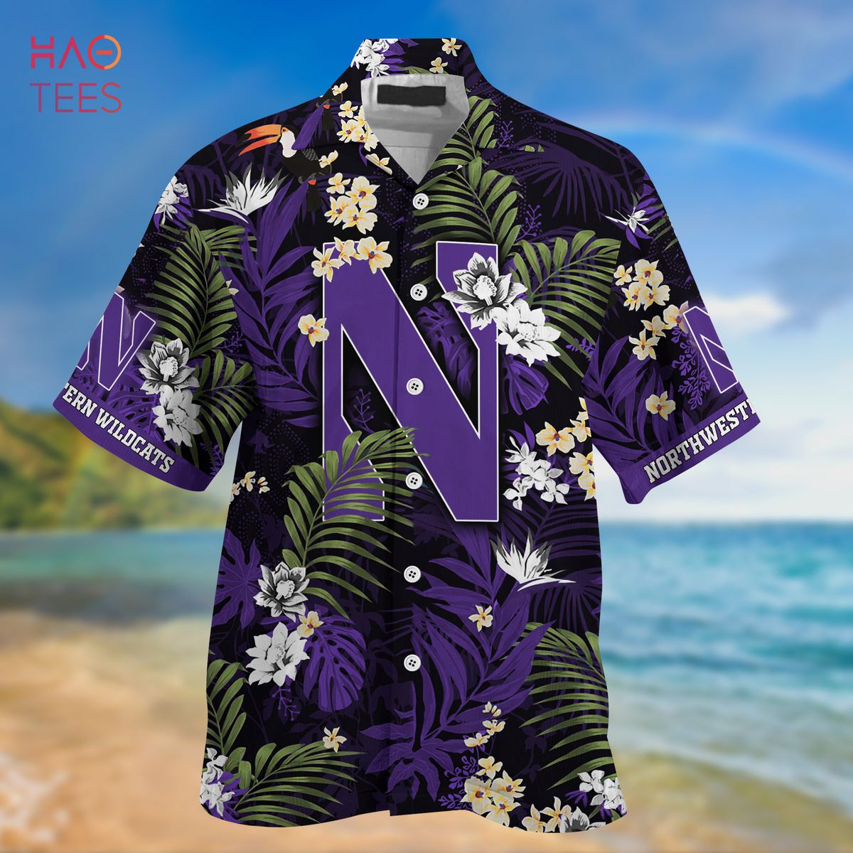 Northwestern Wildcats Hawaiian Shirt And Shorts For Summer, Tropical Patterns For Fans