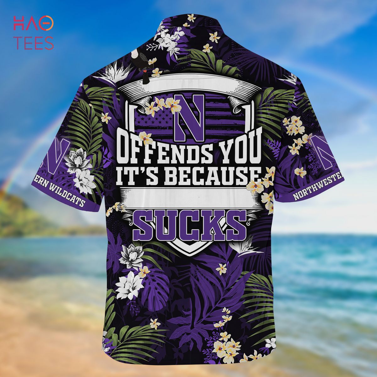 Northwestern Wildcats Hawaiian Shirt And Shorts For Summer, Tropical Patterns For Fans
