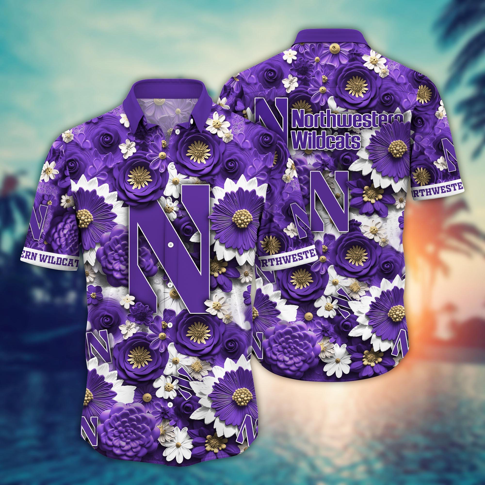 Northwestern Wildcats NCAA Hawaiian Shirt for This Summer Customize Shirt Any Team