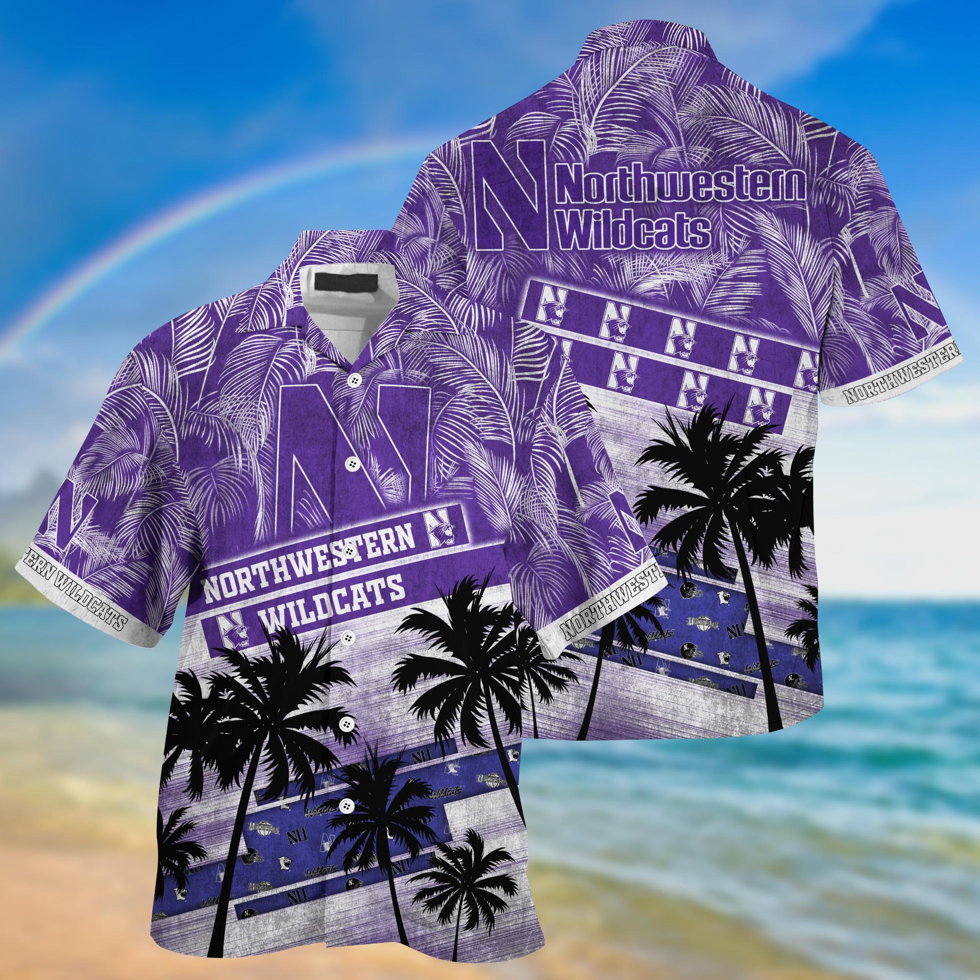 Northwestern Wildcats NCAA Palm Tree Pattern Hawaii Shirt For Sports Fans