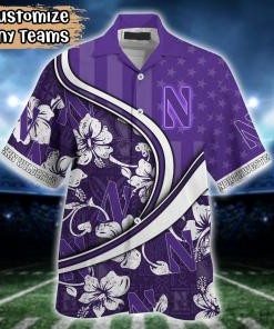 Northwestern Wildcats NCAA US Flag Flower Hawaii Shirt For Fans