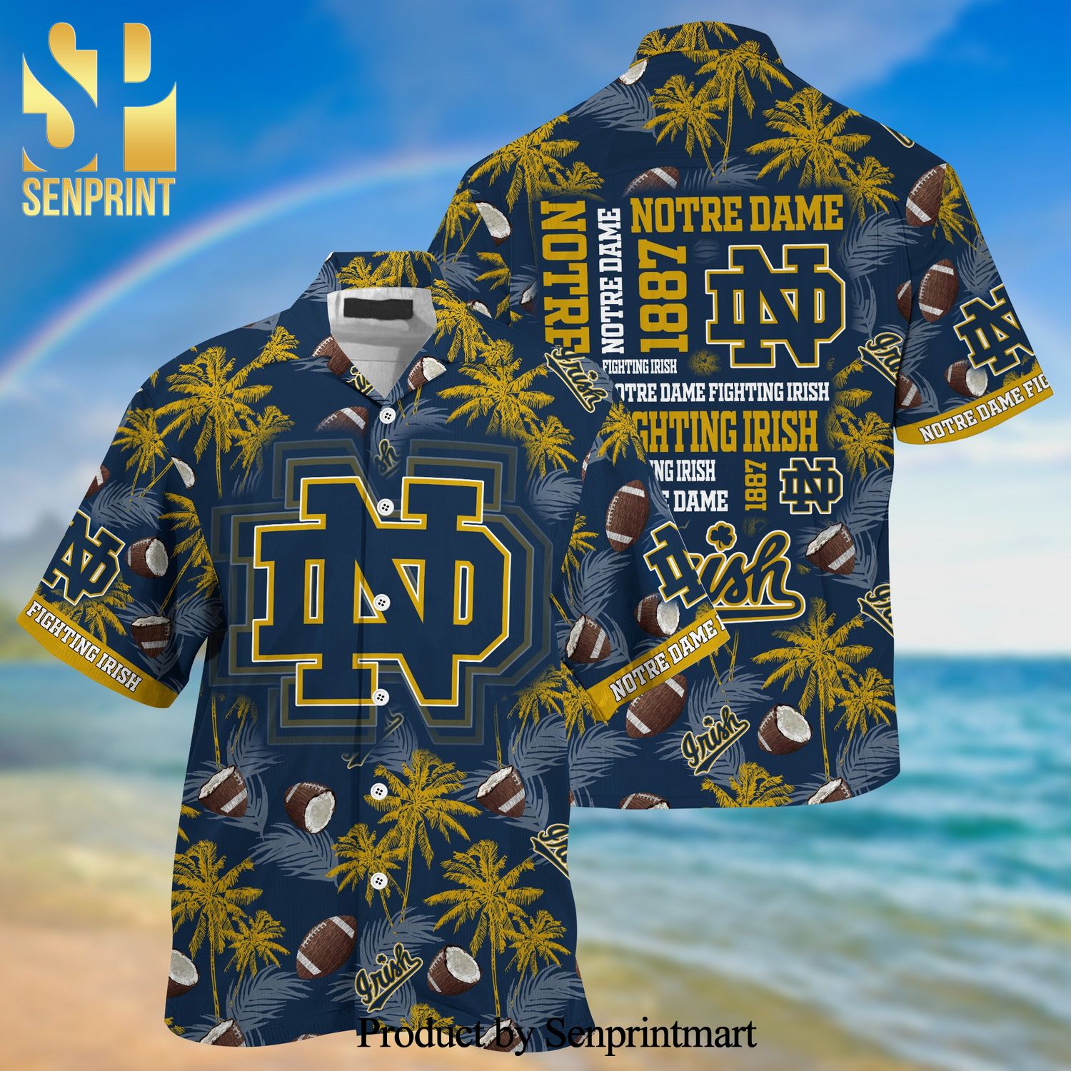 Notre Dame Fighting Irish 3D Full Printing Hawaiian Shirt - New Gift for Summer