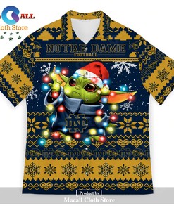 Notre Dame Fighting Irish Baby Yoda Star Wars Sports Football Ugly Christmas Sweater Unisex Hawaiian Shirt