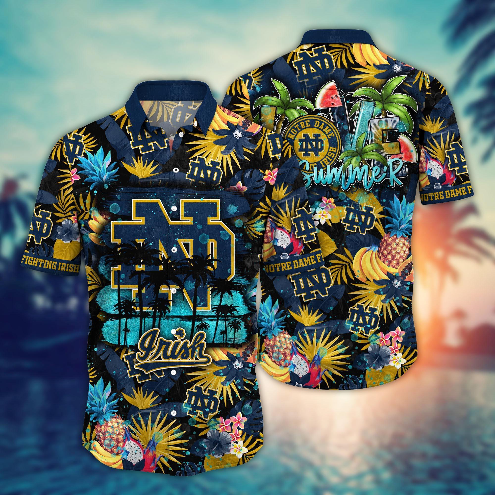 Notre Dame Fighting Irish NCAA Flower Hawaii Shirt For Fans Ver 15