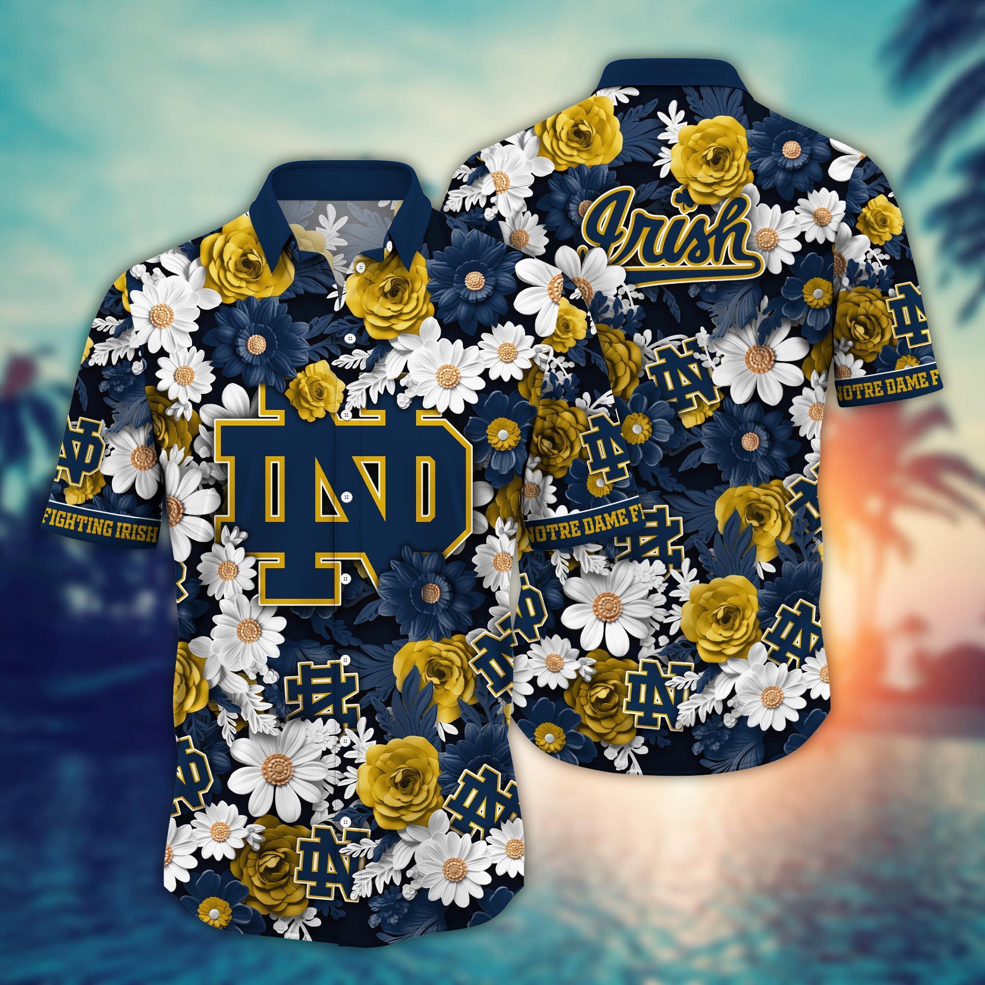 Notre Dame Fighting Irish NCAA Flower Hawaii Shirt For Fans Ver 3