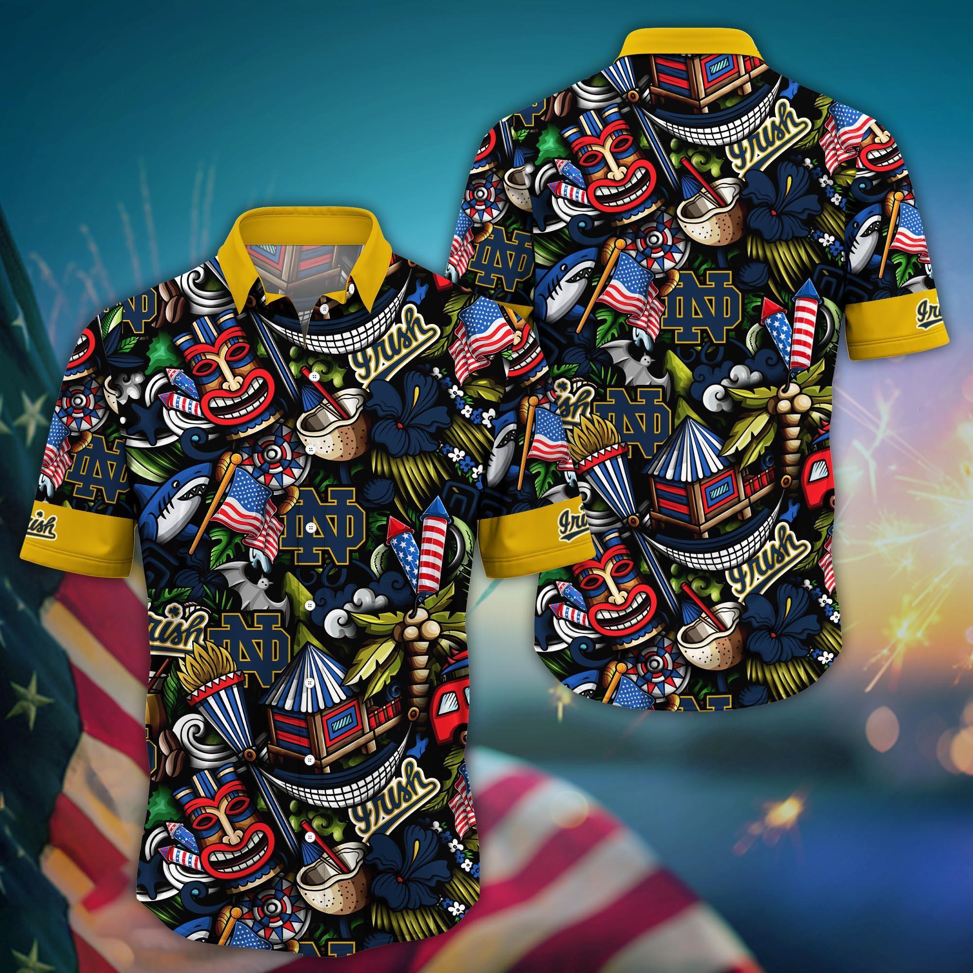 Notre Dame Fighting Irish NCAA Flower Hawaii Shirt For Fans Ver 4