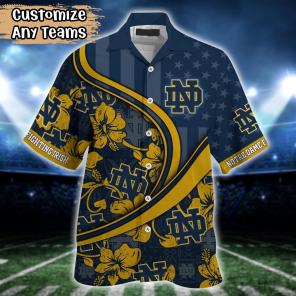 Notre Dame Fighting Irish NCAA US Flag Flower Hawaii Shirt For Fans