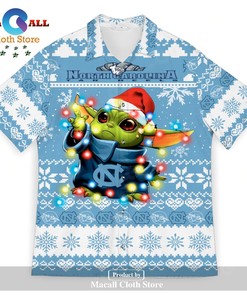 Notre Dame Football Christmas Hawaiian Shirt with Baby Yoda and American Sports Theme