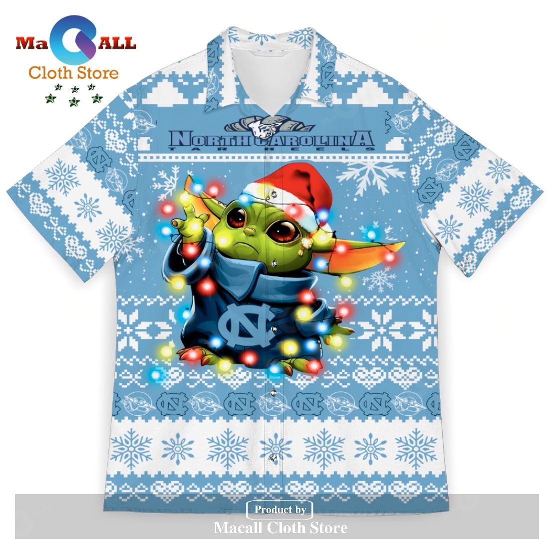 Notre Dame Football Christmas Hawaiian Shirt with Baby Yoda and American Sports Theme