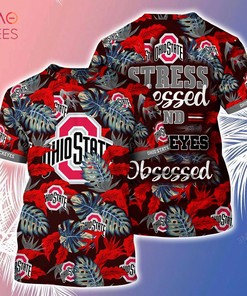 Ohio State Buckeyes Hawaiian Shirt And Shorts For Summer, Stress Blessed Obsessed Fans