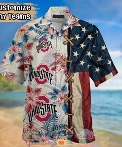 Ohio State Buckeyes Hibiscus Tropical 4th of July Hawaiian Shirt - Perfect for Your Summer Celebrations