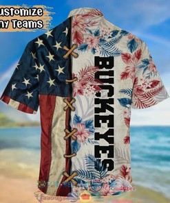 Ohio State Buckeyes Hibiscus Tropical 4th of July Hawaiian Shirt - Perfect for Your Summer Celebrations