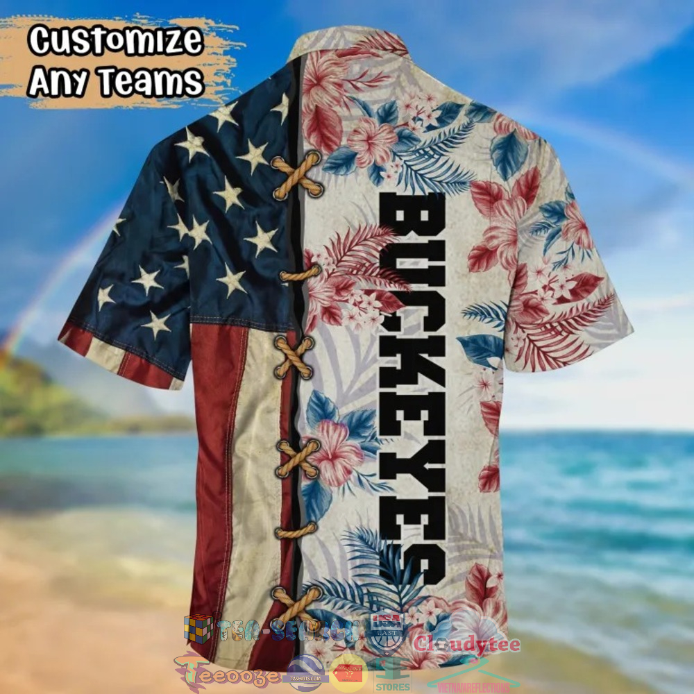 Ohio State Buckeyes Hibiscus Tropical 4th of July Hawaiian Shirt - Perfect for Your Summer Celebrations