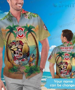 Ohio State Hawaiian Shirt Flamingo Mascot Parrot Custom, Best Gift For Fans 
