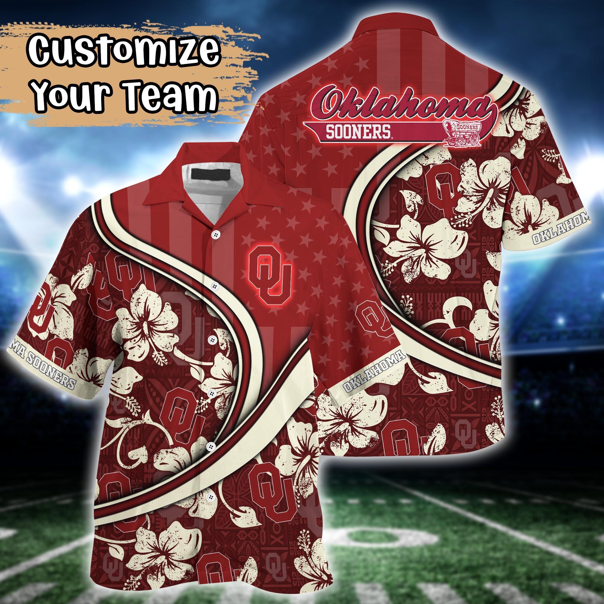 Oklahoma Sooners NCAA US Flag Flower Hawaii Shirt For Fans