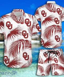 Oklahoma Sooners Palm Leaves Short Sleeve Hawaiian Shirt and Shorts - Perfect for Summer