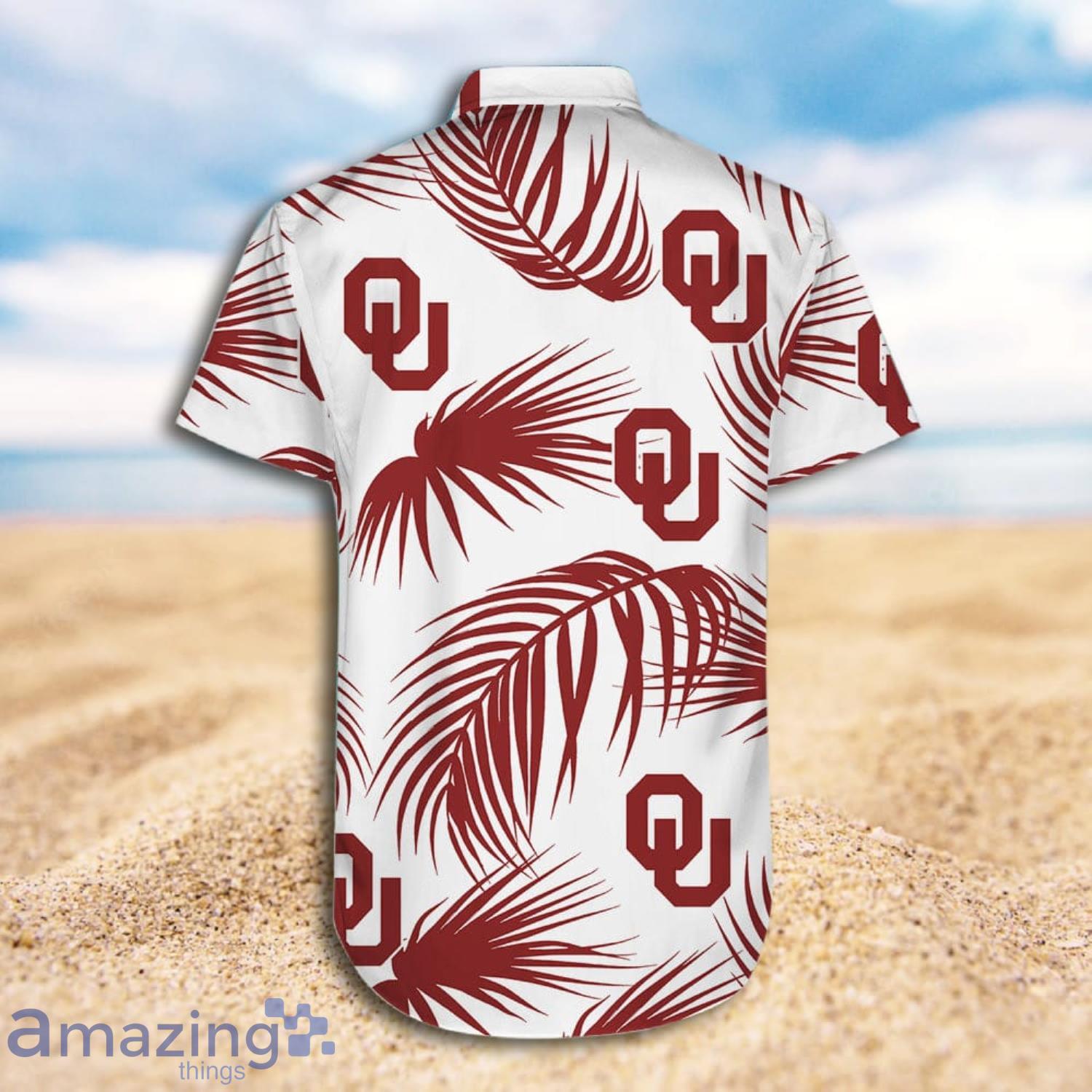 Oklahoma Sooners Palm Leaves Short Sleeve Hawaiian Shirt and Shorts - Perfect for Summer