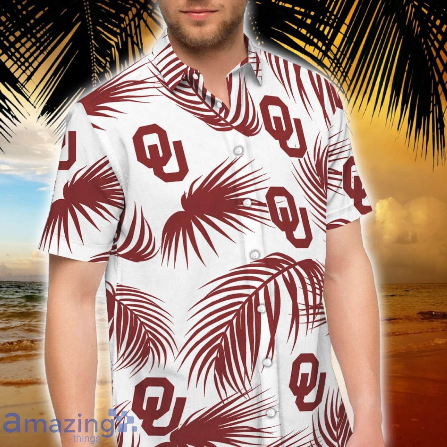 Oklahoma Sooners Palm Leaves Short Sleeve Hawaiian Shirt and Shorts - Perfect for Summer