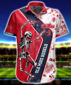 Ole Miss Rebels Genuine NCAA Hawaii Shirt with Red Skeleton.