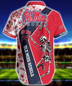 Ole Miss Rebels Genuine NCAA Hawaii Shirt with Red Skeleton.