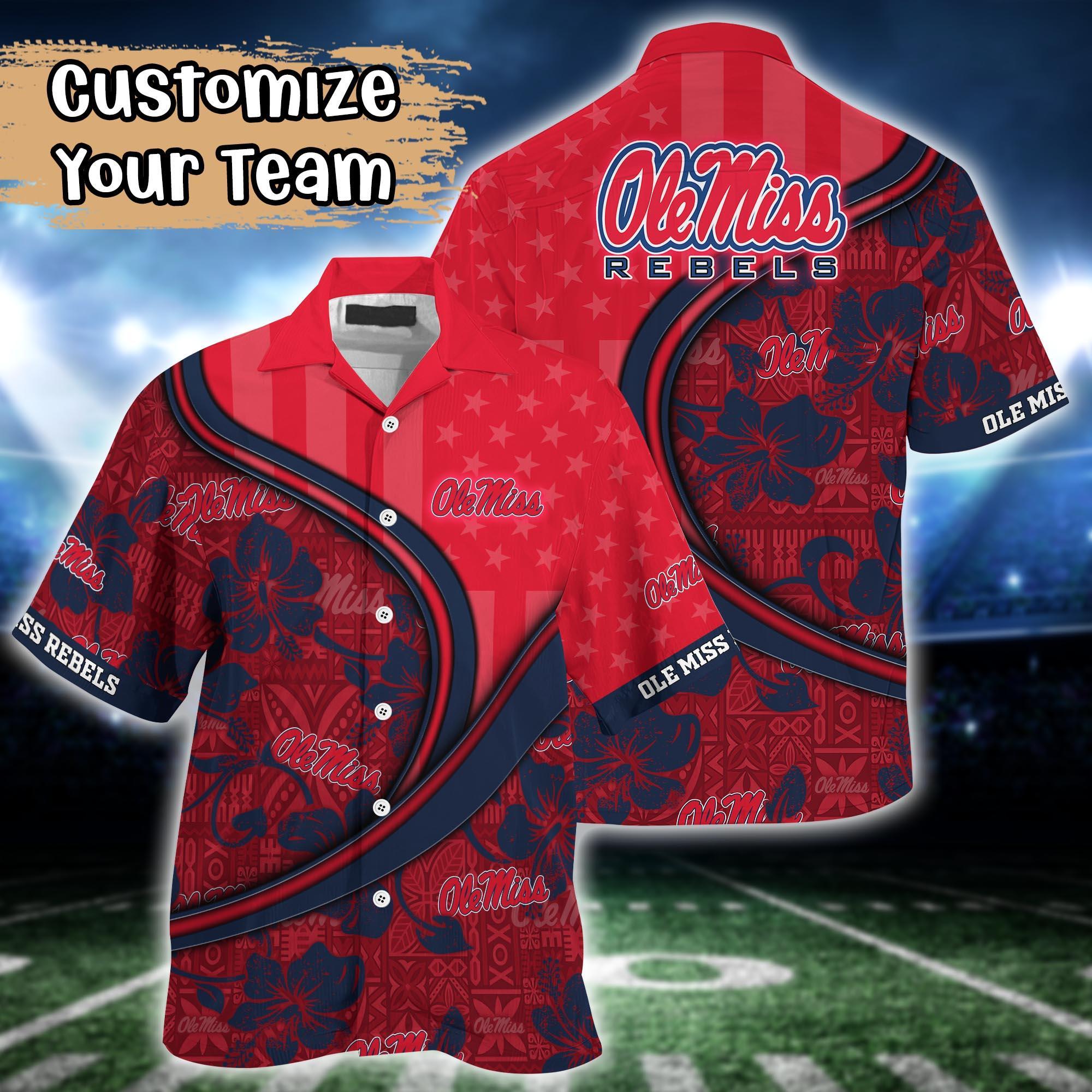 Ole Miss Rebels NCAA US Flag Flower Hawaii Shirt For Fans