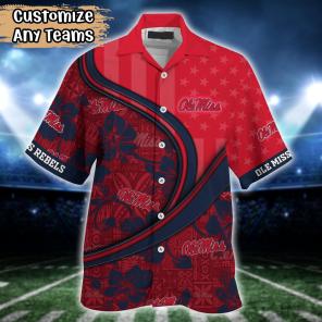 Ole Miss Rebels NCAA US Flag Flower Hawaii Shirt For Fans
