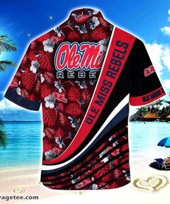 Ole Miss Rebels Summer Beach Hawaiian Shirt with Tropical Flower Pattern - Perfect for Fun in the Sun