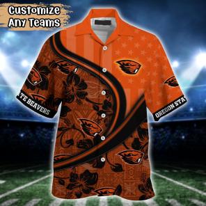 Oregon State Beavers NCAA US Flag Flower Hawaii Shirt For Fans