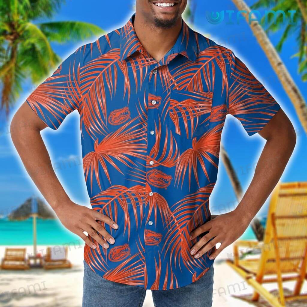 Palm Leaf Pattern Gators Hawaiian Shirt - Perfect for Fans