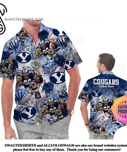 Patriotic BYU Cougars America Flag Tropical Hawaiian Shirt 