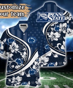 Penn State Nittany Lions NCAA US Flag Flower Hawaii Shirt For Fans