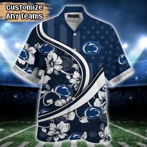 Penn State Nittany Lions NCAA US Flag Flower Hawaii Shirt For Fans